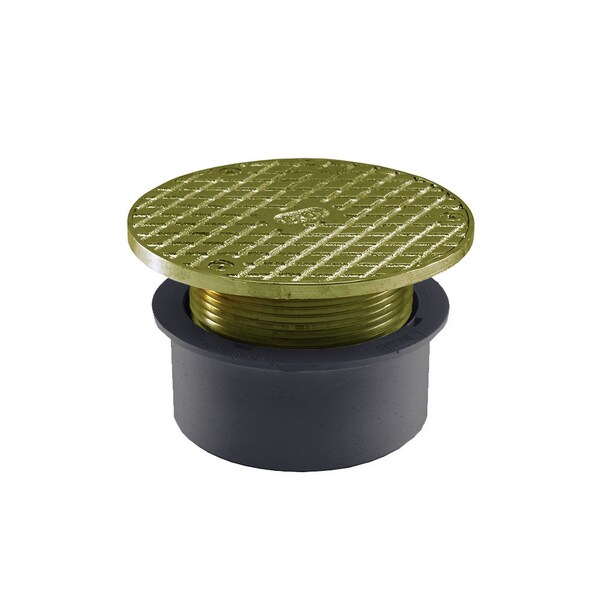 Jones Stephens 4in. PVC Inside Pipe Fit Base Cleanout with 3in. Metal Spud and 5in. Nickel Bronze Cover C59090 - main